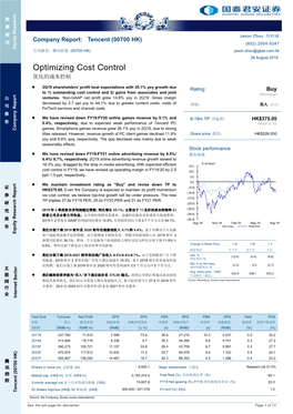 Optimizing Cost Control