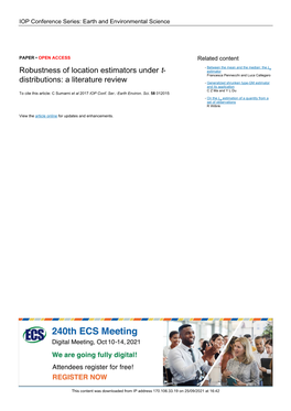 Robustness of Location Estimators Under T- Distributions