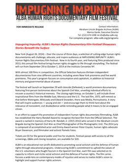 IMPUGNING IMPUNITY: ALBA's Human Rights Documentary Film Festival