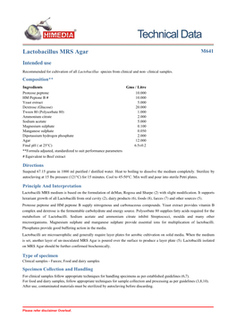 Lactobacillus MRS Agar M641