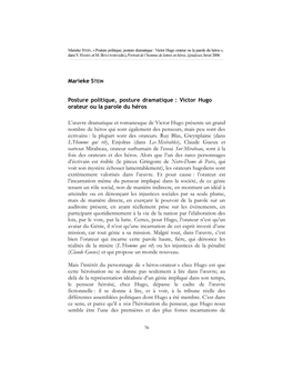 Victor Hugo Orateur Ou La Parole Du Héros L'œuvre Dramatique Et Romane