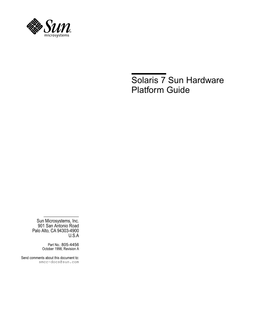 Solaris 7 Sun Hardware Platform Guide