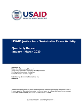 USAID Justice for a Sustainable Peace Activity Quarterly Report January