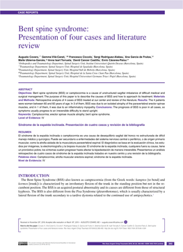 Bent Spine Syndrome: Presentation of Four Cases and Literature Review