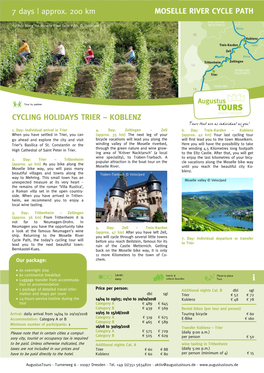 Approx. 200 Km MOSELLE RIVER CYCLE PATH