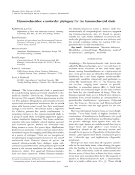 A Molecular Phylogeny for the Hymenochaetoid Clade