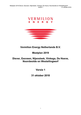 2019 Diever, Eesveen, Nijensleek, Vinkega, De Hoeve, Noordwolde En Westellingwerf Versie 1 31 Oktober 2018