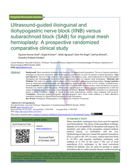 Ultrasound-Guided Ilioinguinal and Iliohypogastric Nerve Block (IINB)