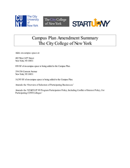 Campus Plan Amendment Summary the City College of New York