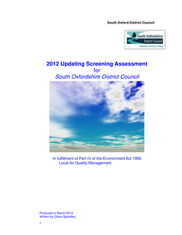 2012 Updating Screening Assessment for South Oxfordshire District Council