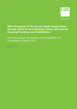 Single Issue Review Habitats Regulations Assessment