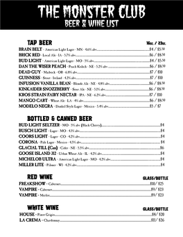 Beer & Wine List
