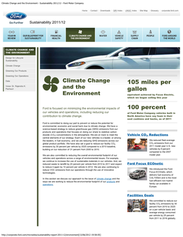 Climate Change and the Environment - Sustainability 2011/12 - Ford Motor Company