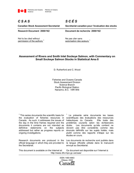 C S a S S C É S Canadian Stock Assessment Secretariat Secrétariat Canadien Pour L’Évaluation Des Stocks