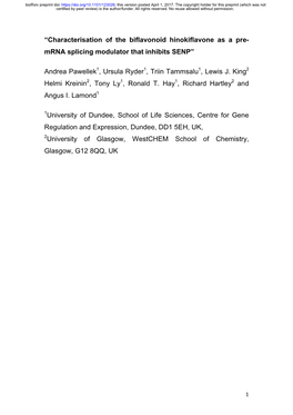 “Characterisation of the Biflavonoid Hinokiflavone As a Pre-Mrna