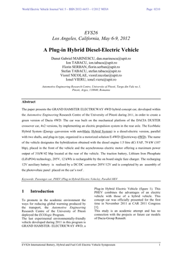 A Plug-In Hybrid Diesel-Electric Vehicle