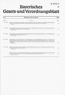 Bayeriscl1es Gesetz.. Und Verordllullgsblatt