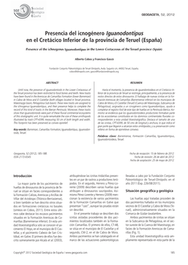 Presencia Del Icnogénero Iguanodontipus En El Cretácico Inferior De La Provincia De Teruel (España)