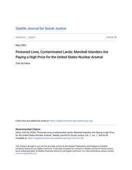 Poisoned Lives, Contaminated Lands: Marshall Islanders Are Paying a High Price for the United States Nuclear Arsenal