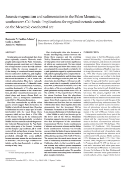 GSA Bulletin: Jurassic Magmatism and Sedimentation in the Palen