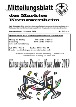 Mitteilungsblatt Kreuzwertheim Januar 2019