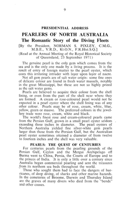 PEARLERS of NORTH AUSTRALIA the Romantic Story of the Diving Fleets [By the President, NORMAN S