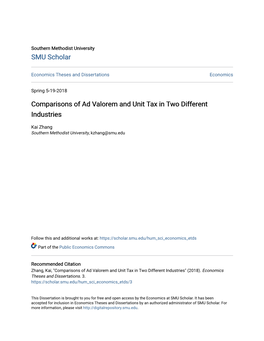 Comparisons of Ad Valorem and Unit Tax in Two Different Industries