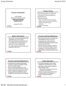 Course Introduction, Energy Terminology