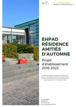 EHPAD RÉSIDENCE AMITIÉS D'automne Projet D'établissement 2018-2023