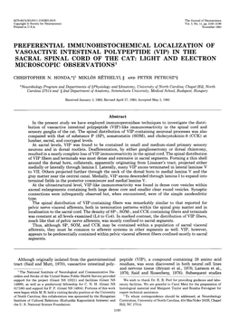 In the Sacral Spinal Cord of the Cat: Light and Electron Microscopic Observations’