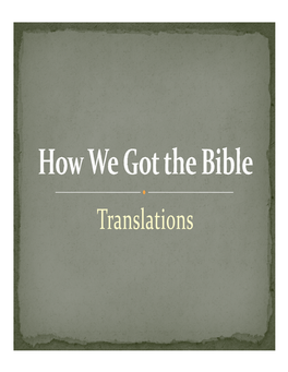 Translations  Inspired Word of  Complete God (II Pet