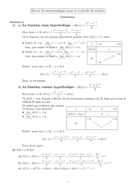 Sh(X) = B) La Fonction Cosinus Hyperbolique : Ch(X)