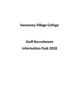 Swavesey Village College Staff Recruitment Information Pack 2018