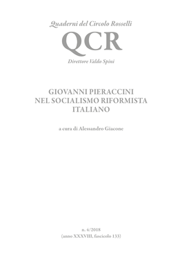 Giovanni Pieraccini Nel Socialismo Riformista Italiano