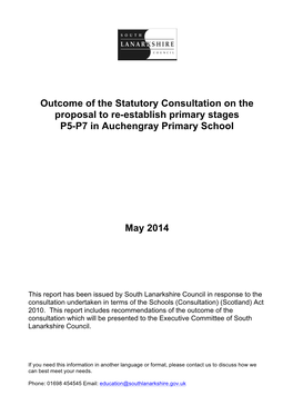 Auchengray Consultation Report May 2014