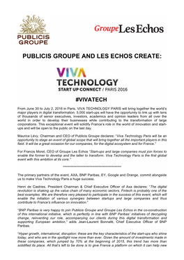 Publicis Groupe and Les Echos Create