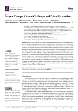 Enzyme Therapy: Current Challenges and Future Perspectives