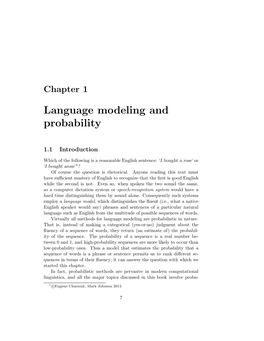 Language Modeling and Probability