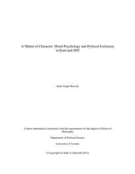 Moral Psychology and Political Exclusion in Kant and Mill