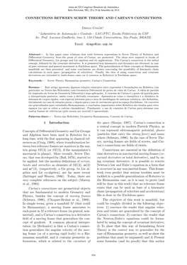 CONNECTIONS BETWEEN SCREW THEORY and CARTAN's CONNECTIONS Diego Colón ∗Laboratório De Automaç˜Ao E Controle