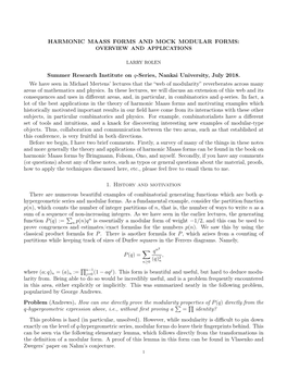 Notes on Harmonic Maass Forms