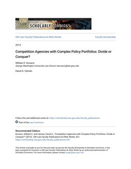 Competition Agencies with Complex Policy Portfolios: Divide Or Conquer?