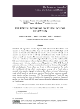 The Finnish Design of Folk High School Education