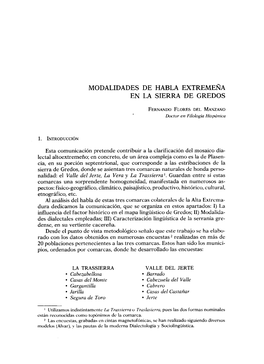 Pdf Modalidades De Habla Extremeña En La Sierra De Gredos / Fernando