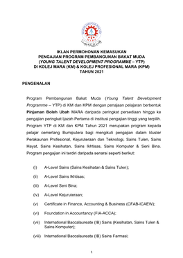 Iklan Permohonan Kemasukan Pengajian Program