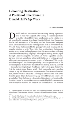 A Poetics of Inheritance in Donald Hall's Life Work