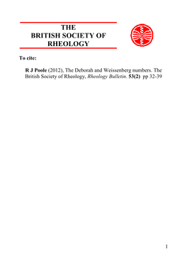 The British Society of Rheology