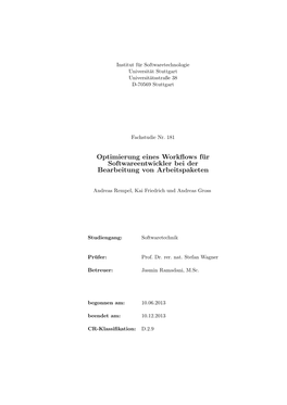 Optimierung Eines Workflows Für Softwareentwickler Bei Der Bearbeitung Von Arbeitspaketen