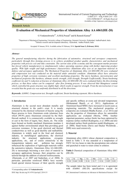 Evaluation of Mechanical Properties of Aluminium Alloy AA 6061(HE-20)