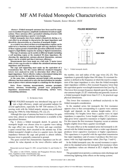 MF AM Folded Monopole Characteristics Valentin Trainotti, Senior Member, IEEE